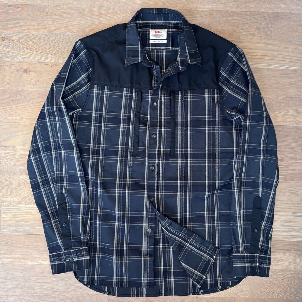 Fjallraven Singi Pro LS Heavy Trekking Overshirt Black Plaid Mens Large